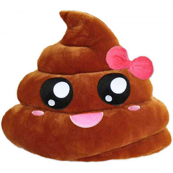 Soft Smiley Emoticon Dark Brown Cushion Pillow Stuffed Plush Toy Doll (Pretty Poo)